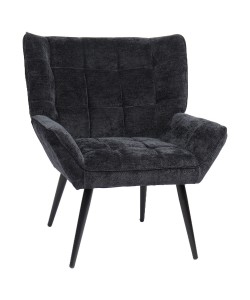 Πολυθρόνα ArteLibre TIVA Μαύρο Ύφασμα Σενίλ/Μέταλλο 84x78x77cm
