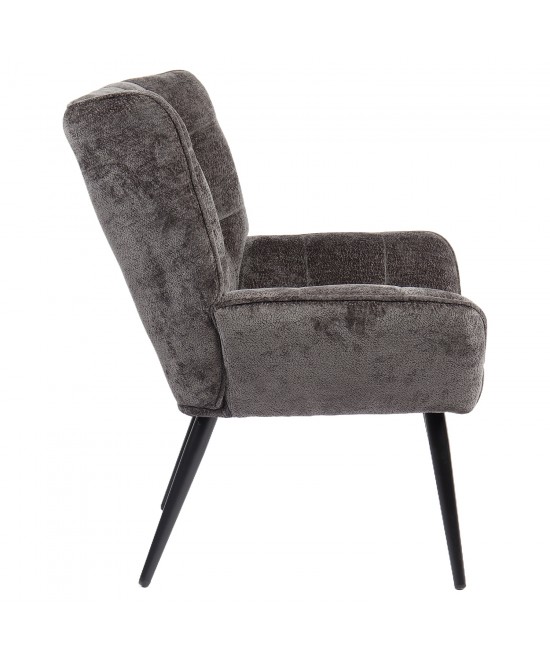 Πολυθρόνα ArteLibre TIVA Γκρι Σκούρο Ύφασμα Σενίλ/Μέταλλο 84x78x77cm