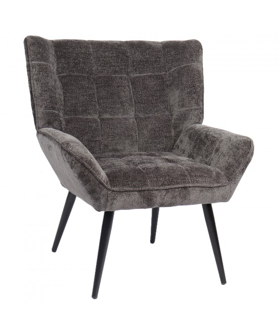 Πολυθρόνα ArteLibre TIVA Γκρι Σκούρο Ύφασμα Σενίλ/Μέταλλο 84x78x77cm