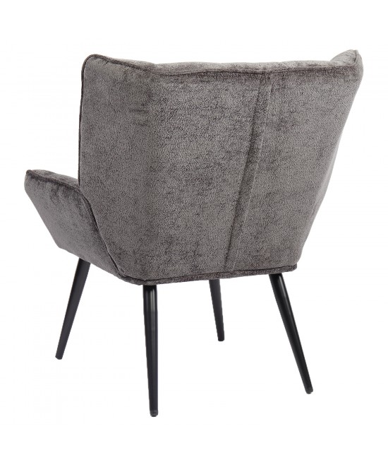Πολυθρόνα ArteLibre TIVA Γκρι Σκούρο Ύφασμα Σενίλ/Μέταλλο 84x78x77cm
