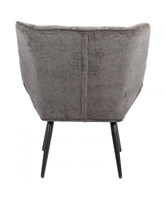 Πολυθρόνα ArteLibre TIVA Γκρι Σκούρο Ύφασμα Σενίλ/Μέταλλο 84x78x77cm