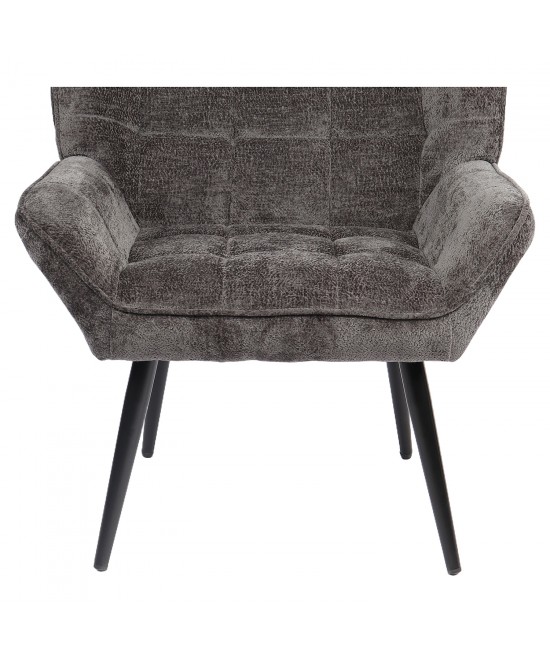 Πολυθρόνα ArteLibre TIVA Γκρι Σκούρο Ύφασμα Σενίλ/Μέταλλο 84x78x77cm