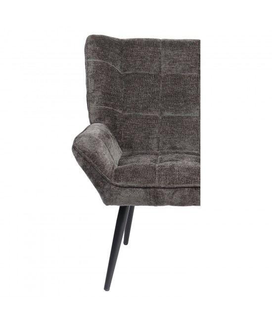 Πολυθρόνα ArteLibre TIVA Γκρι Σκούρο Ύφασμα Σενίλ/Μέταλλο 84x78x77cm