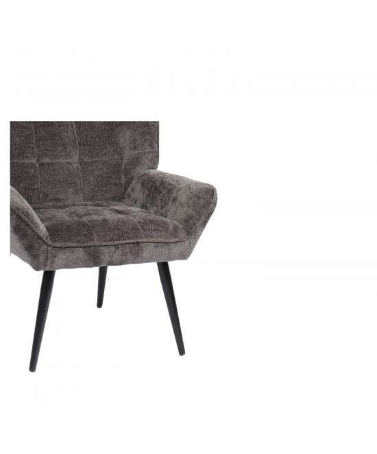 Πολυθρόνα ArteLibre TIVA Γκρι Σκούρο Ύφασμα Σενίλ/Μέταλλο 84x78x77cm