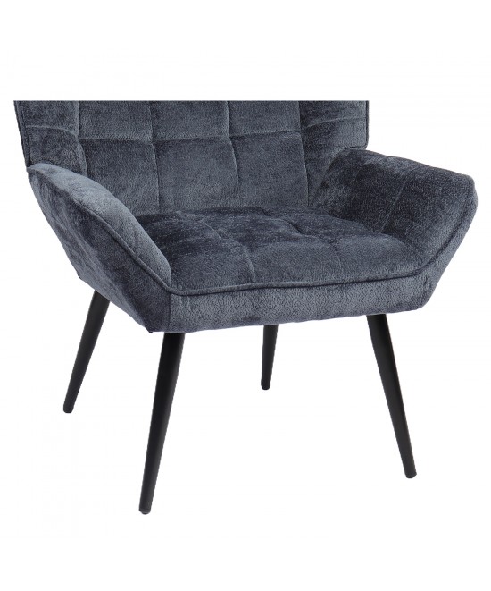 Πολυθρόνα ArteLibre TIVA Μπλε Ύφασμα Σενίλ/Μέταλλο 84x78x77cm