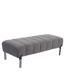 Παγκάκι Ottoman ArteLibre KUBO Γκρι Ύφασμα Teddy/Μέταλλο 40x116.5x50cm