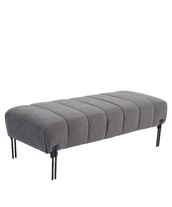 Παγκάκι Ottoman ArteLibre KUBO Γκρι Ύφασμα Teddy/Μέταλλο 40x116.5x50cm