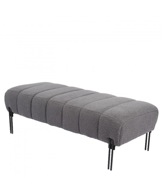 Παγκάκι Ottoman ArteLibre KUBO Γκρι Ύφασμα Teddy/Μέταλλο 40x116.5x50cm