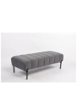 Παγκάκι Ottoman ArteLibre KUBO Γκρι Ύφασμα Teddy/Μέταλλο 40x116.5x50cm