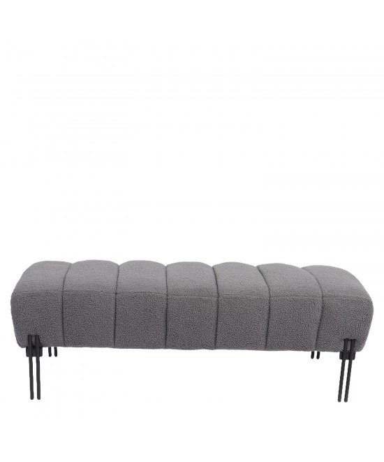 Παγκάκι Ottoman ArteLibre KUBO Γκρι Ύφασμα Teddy/Μέταλλο 40x116.5x50cm