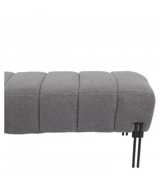 Παγκάκι Ottoman ArteLibre KUBO Γκρι Ύφασμα Teddy/Μέταλλο 40x116.5x50cm