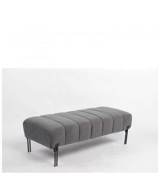 Παγκάκι Ottoman ArteLibre KUBO Γκρι Ύφασμα Teddy/Μέταλλο 40x116.5x50cm