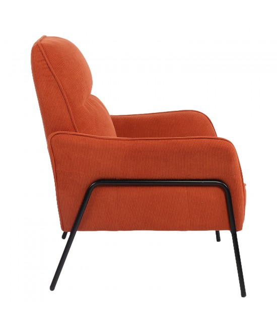 Πολυθρόνα ArteLibre ELAN Σάπιο Μήλο Ύφασμα Κοτλέ/Μέταλλο 94x77x82cm