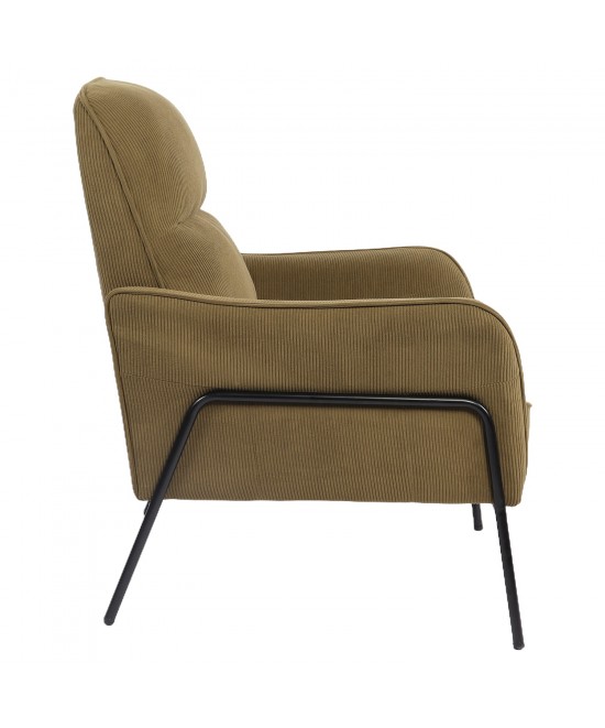 Πολυθρόνα ArteLibre ELAN Πράσινο Ύφασμα Κοτλέ/Μέταλλο 94x77x82cm