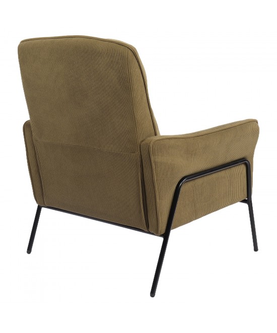 Πολυθρόνα ArteLibre ELAN Πράσινο Ύφασμα Κοτλέ/Μέταλλο 94x77x82cm