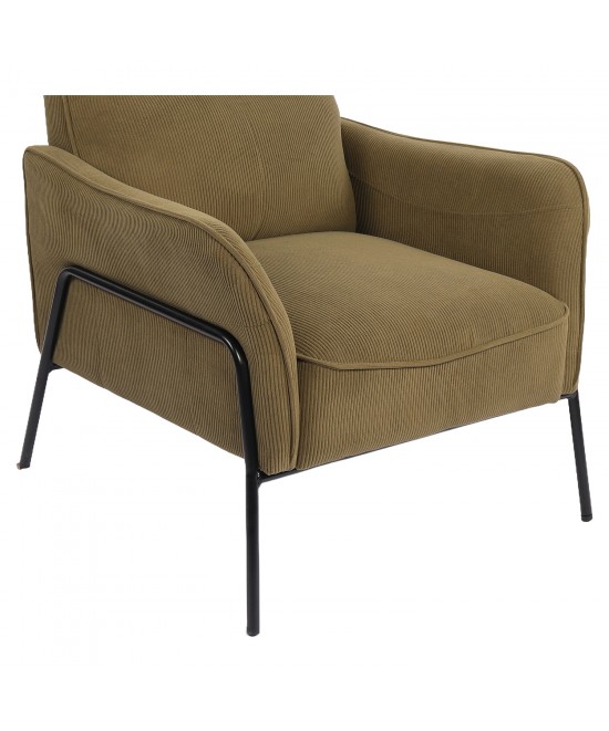 Πολυθρόνα ArteLibre ELAN Πράσινο Ύφασμα Κοτλέ/Μέταλλο 94x77x82cm