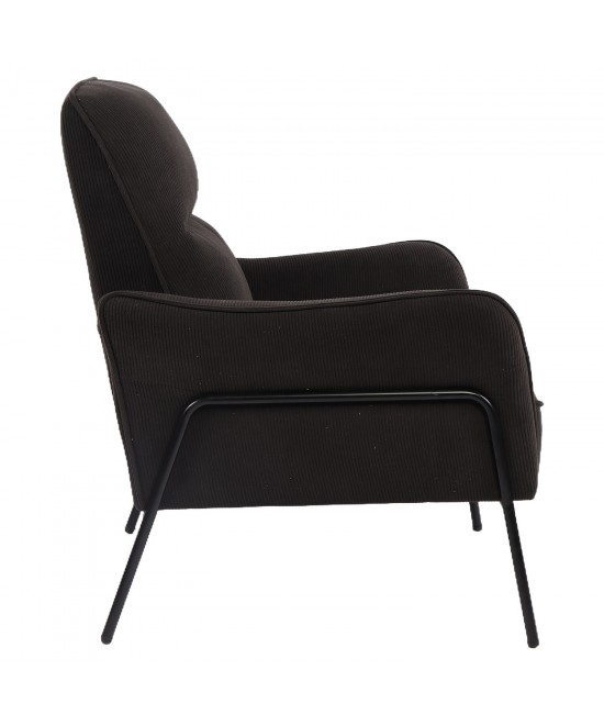 Πολυθρόνα ArteLibre ELAN Μαύρο Ύφασμα Κοτλέ/Μέταλλο 94x77x82cm