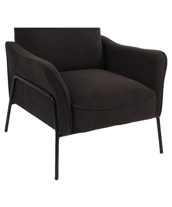 Πολυθρόνα ArteLibre ELAN Μαύρο Ύφασμα Κοτλέ/Μέταλλο 94x77x82cm