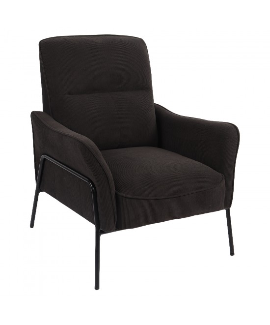 Πολυθρόνα ArteLibre ELAN Μαύρο Ύφασμα Κοτλέ/Μέταλλο 94x77x82cm