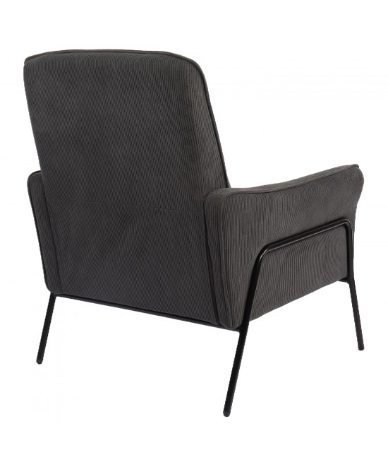 Πολυθρόνα ArteLibre ELAN Γκρι Σκούρο Ύφασμα Κοτλέ/Μέταλλο 94x77x82cm