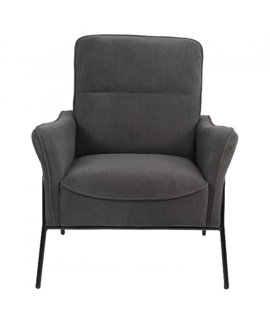 Πολυθρόνα ArteLibre ELAN Γκρι Σκούρο Ύφασμα Κοτλέ/Μέταλλο 94x77x82cm