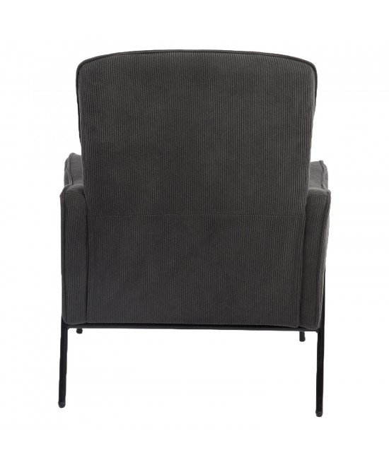 Πολυθρόνα ArteLibre ELAN Γκρι Σκούρο Ύφασμα Κοτλέ/Μέταλλο 94x77x82cm