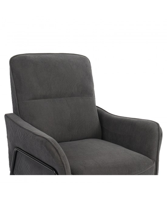 Πολυθρόνα ArteLibre ELAN Γκρι Σκούρο Ύφασμα Κοτλέ/Μέταλλο 94x77x82cm