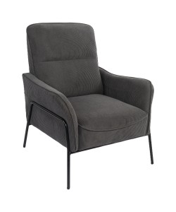 Πολυθρόνα ArteLibre ELAN Γκρι Σκούρο Ύφασμα Κοτλέ/Μέταλλο 94x77x82cm