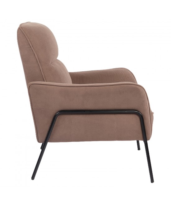 Πολυθρόνα ArteLibre ELAN Taupe Ύφασμα Κοτλέ/Μέταλλο 94x77x82cm