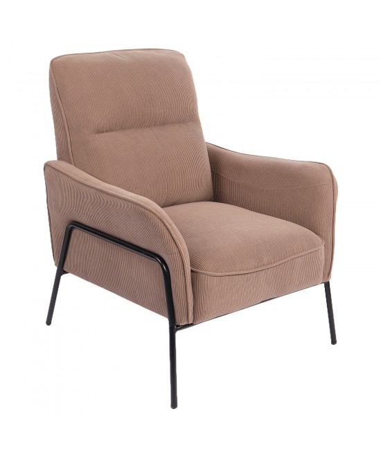 Πολυθρόνα ArteLibre ELAN Taupe Ύφασμα Κοτλέ/Μέταλλο 94x77x82cm