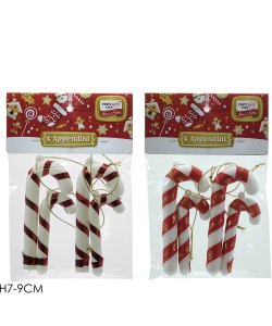 Χριστουγεννιάτικα Κρεμαστά Καραμέλες 7/9cm Σετ 4Τμχ Σε 2 Σχέδια