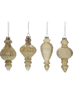 Χριστουγεννιάτικο Γυάλινο Κρεμαστό Χρυσό 13.5cm Σε 4 Σχέδια