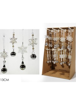 Χριστουγεννιάτικα Κρεμαστά Φιόγκοι Ασημί 13cm Σε 4 Σχέδια Χριστουγεννιάτικα Κρεμαστά Φιόγκοι Ασημί 13cm Σε 4 Σχέδια