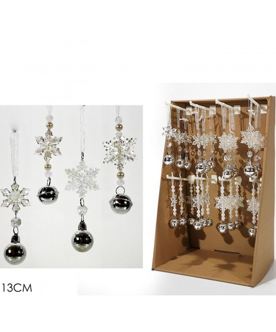 Χριστουγεννιάτικα Κρεμαστά Φιόγκοι Ασημί 13cm Σε 4 Σχέδια Χριστουγεννιάτικα Κρεμαστά Φιόγκοι Ασημί 13cm Σε 4 Σχέδια