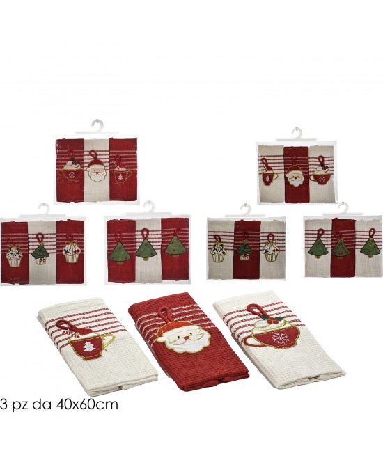 Χριστουγεννιάτικο Σετ 3 Πετσέτες 40x60cm Χριστουγεννιάτικο Σετ 3 Πετσέτες 40x60cm