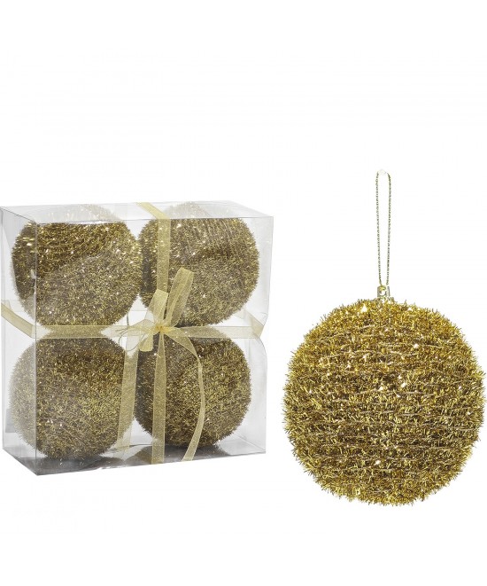 Χριστουγεννιάτικη Μπάλα Χρυσό 100mm Σετ 4Τμχ