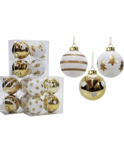 Χριστουγεννιάτικη Μπάλα Λευκό/Χρυσό 100mm Σετ 4Τμχ Σε 3 Σχέδια Χριστουγεννιάτικη Μπάλα Λευκό/Χρυσό 100mm Σετ 4Τμχ Σε 3 Σχέδια