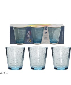 Ποτήρια Γαλάζιο/Γυαλί 30cl 3Τμχ