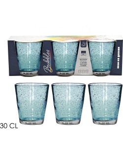 Ποτήρια Bubbles Μπλε Γυαλί 30cl 3Τμχ