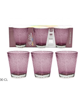 Σετ Ποτήρια Ροζ/Γυαλί 30cl 3Τμχ
