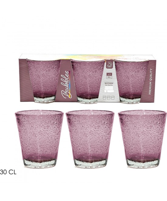 Σετ Ποτήρια Ροζ/Γυαλί 30cl 3Τμχ