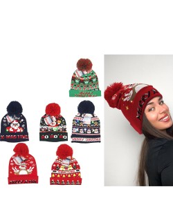 Χριστουγεννιάτικο Σκουφάκι  Με Φως Σε 6 Σχέδια