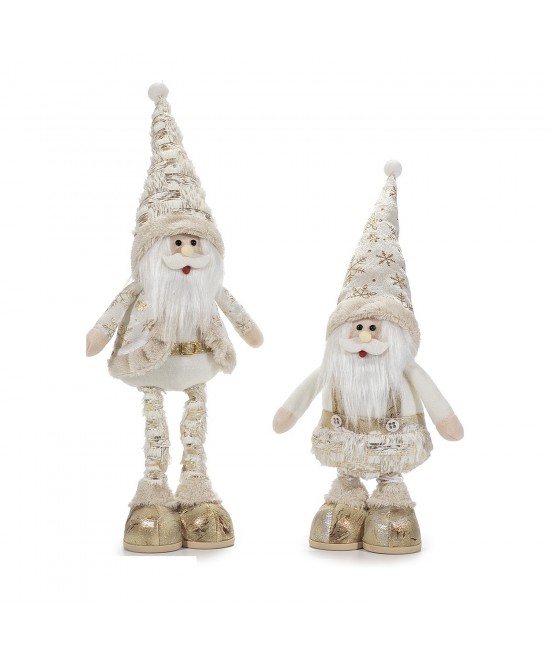 Χριστουγεννιάτικος Άγιος Βασίλης Επεκτεινόμενος 45-55cm Λευκό/Χρυσό Σε 2 Σχέδια