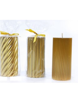 Χριστουγεννιάτικο Κερί Κυλινδρικό Χρυσό Φ7x15cm