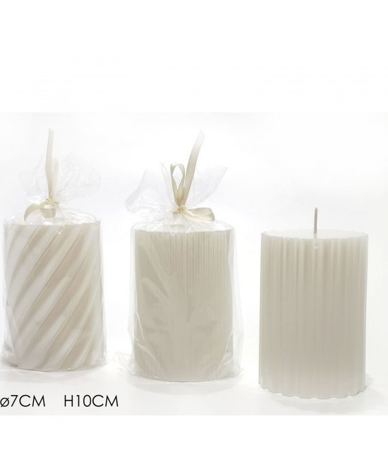 Χριστουγεννιάτικο Κερί Κυλινδρικό Λευκό Φ7x10cm