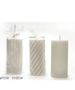 Χριστουγεννιάτικο Κερί Κυλινδρικό Λευκό Φ7x15cm