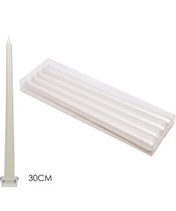 Χριστουγεννιάτικα Γυαλιστερά Κεριά Λευκό 30cm Σετ 4Τμχ