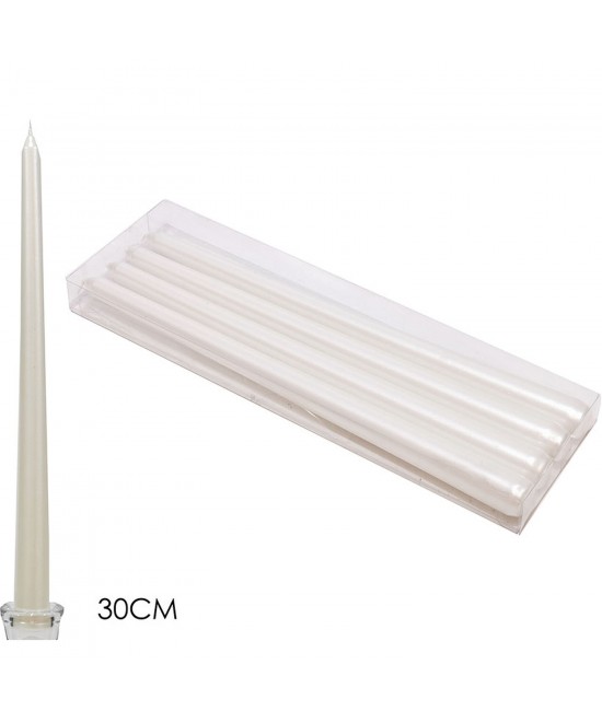 Χριστουγεννιάτικα Γυαλιστερά Κεριά Λευκό 30cm Σετ 4Τμχ Χριστουγεννιάτικα Γυαλιστερά Κεριά Λευκό 30cm Σετ 4Τμχ