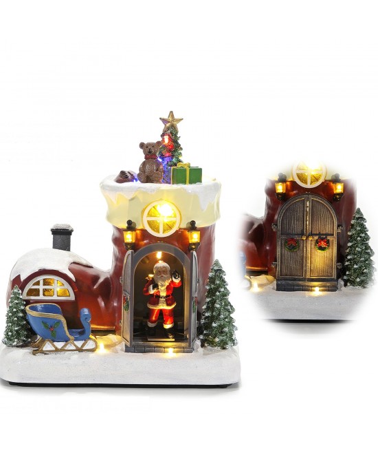 Χριστουγεννιάτικο Καρουζέλ Μπότα Φωτιζόμενη Με Μουσική Και Κίνηση 20x15x24cm