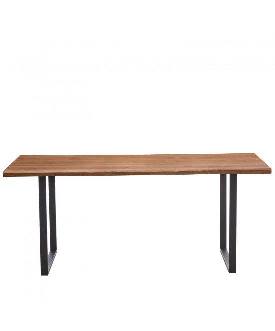 Τραπέζι Τραπεζαρίας ArteLibre AEMON Σκούρο Ακακία/Μαύρο Μέταλλο/Μοριοσανίδα 180x90x75cm